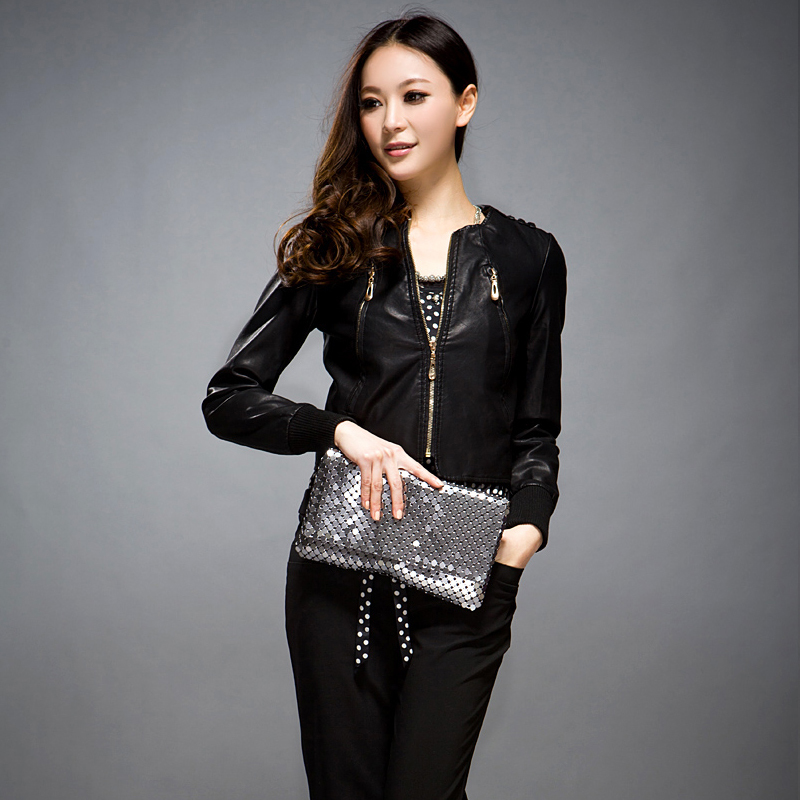 Pew outerwear 2012 women's small leather clothing women's short design slim casual leather clothing 1199