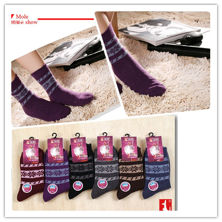 Phalanger rabbit wool women's socks knee-high thick socks soft flower casual b246