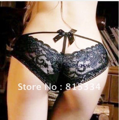 Pierced Btterfly lace sexy underwear,princess underwearwomen,butterfly tie with diamond briefs Free shipping+ wholesales 5pcs