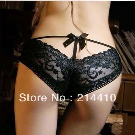 Pierced Butterfly lace sexy underwear princess sexy ladies panties butterfly tie with diamond lace temperament briefs 300pics