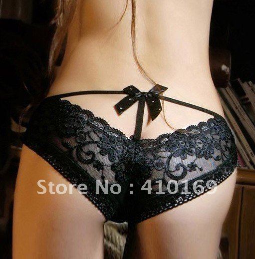 Pierced Butterfly lace sexy underwear princess sexy ladies panties butterfly tie with diamond lace temperament briefs 6pcs