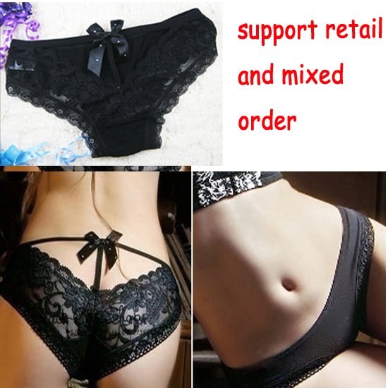 Pierced Butterfly lace sexy underwear princess sexy ladies panties butterfly tie with diamond lace temperament interest 86317-1