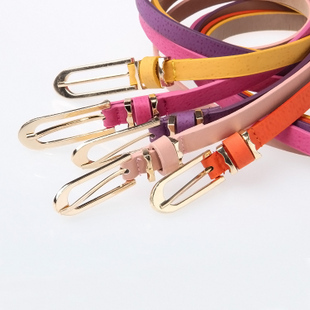 Pigskin thin belt candy color genuine leather thin belt fashion women's decoration thin all-match belt