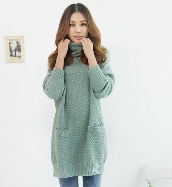 Pineapple needle style!  2012 Women's Knitting Sweaters,Fashion Cardigans,turtleneck-Piles collar type-soft-loose-double pockets