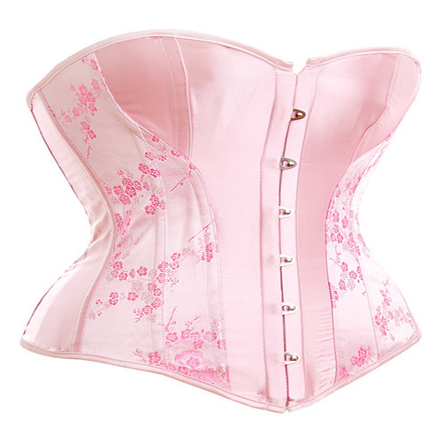 Pink   boned  lace up corset busiter lingerie bodyshaper factory supplier  S-2XL