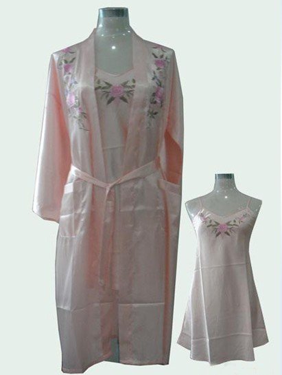 Pink Chinese Women's Satin Polyester 2pcs Nightwear Robe Pyjamas Sleepwear Kimono Gown M L XL XXL Free Shipping 0853-3