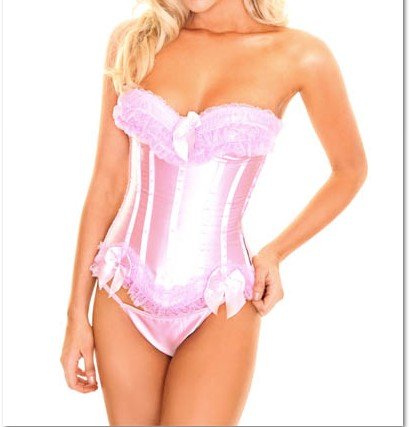 Pink corset busiter with padded cup underwire lingerie  S-2XL