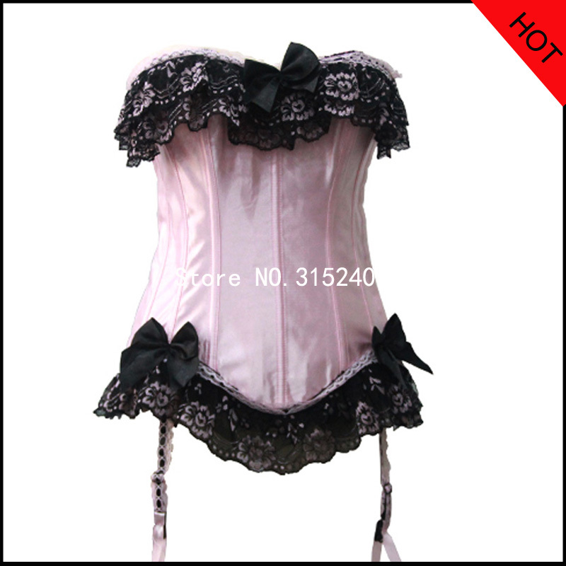 Pink lace garter sexy women corset