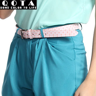 Pink polka dot women's strap school wear waist of trousers belt fashion belt genuine leather