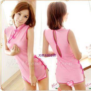 Pink slim lingerie sexy nightgown one piece sleepwear women's 8960