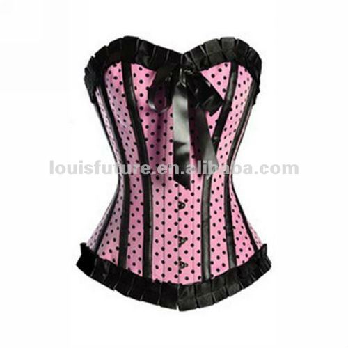 Pink Spandex / Polyster Sexy Lingerie Corset Bikini Set CS0034