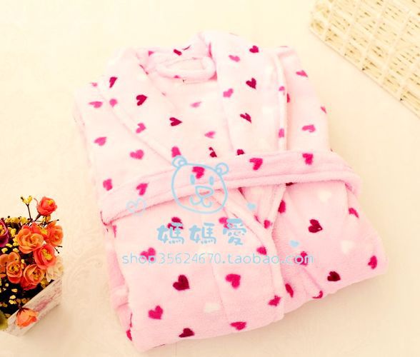 Pink sweetheart female autumn and winter quality thickening coral fleece robe bathrobes