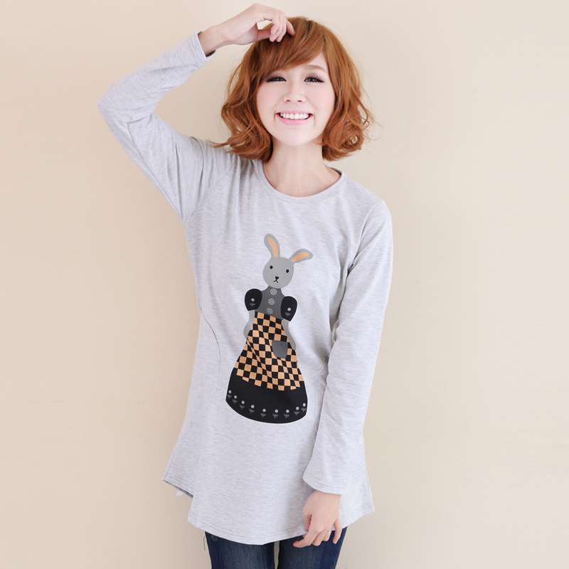 Piti house maternity clothing new arrival autumn cartoon small wool circle maternity top sweatshirt