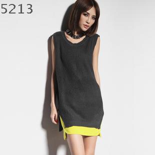 Placketing sweep solid color quality coarse knitting long vest sweater turtleneck long johns