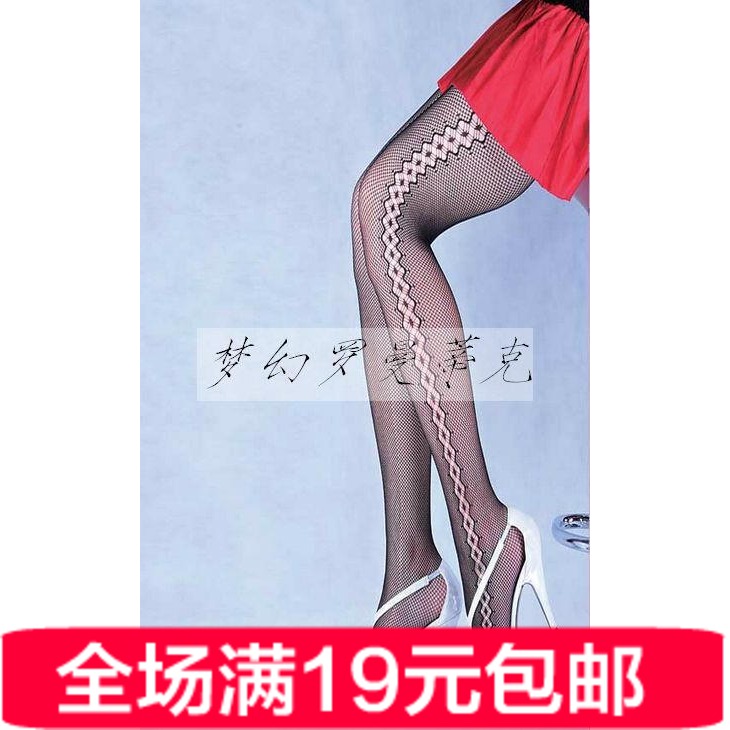 Plaid decorative pattern women's rompers fishnet stockings lace decoration fishnet stockings fishnet stockings pantyhose small