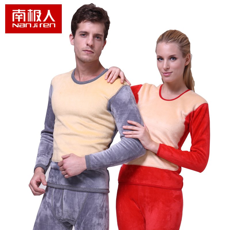 Platinum wool bamboo golden flower plus velvet local thickening thermal underwear set free air mail