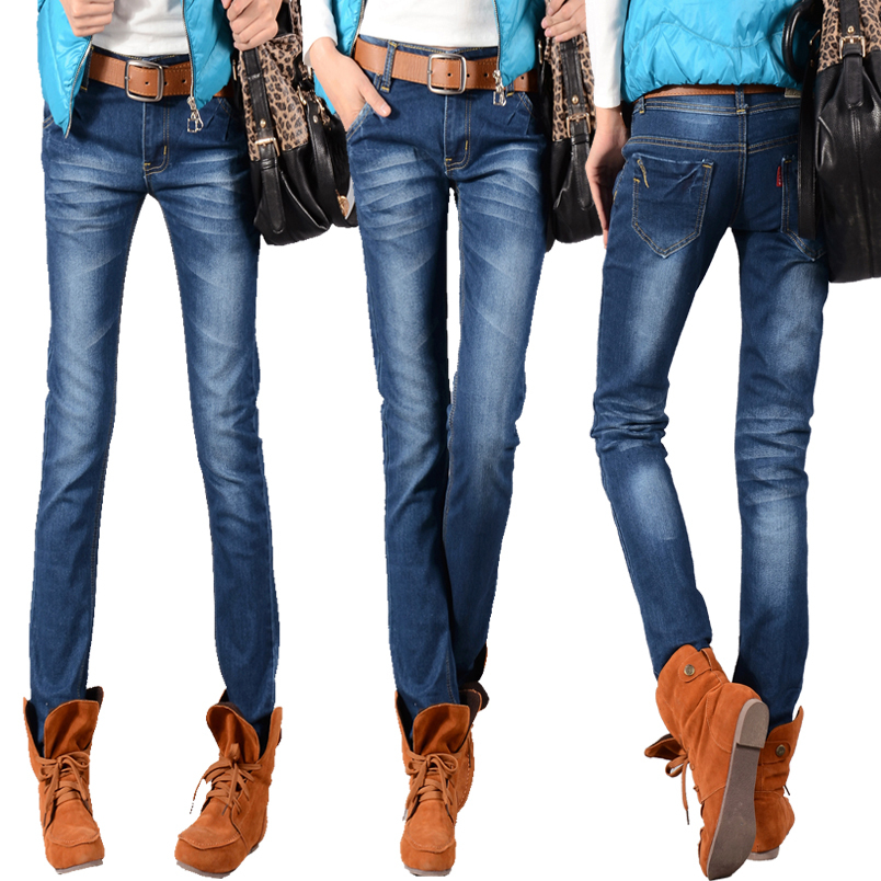 Pleated pockets slim boot cut jeans pencil pants trousers 2012 FREE SHIPPING