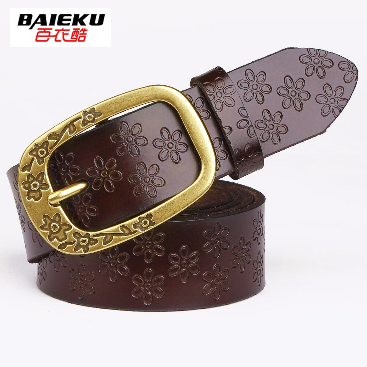 Plum buckle all-match women's cowhide belt Women genuine leather strap female vintage belt Free shipping