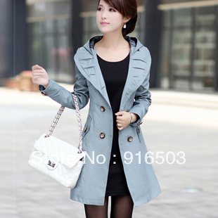 Plus size 2012 spring and autumn casual outerwear slim trench thin long paragraph double breasted women's