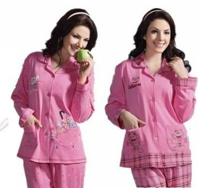 Plus size autumn and winter women's 100% cotton sleepwear women's long-sleeve sleep set plaid 100% cotton lounge