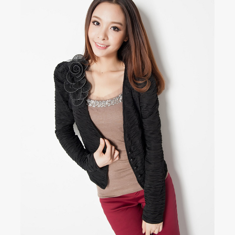 Plus size clothing 2012 spring slim cardigan long-sleeve short jacket female