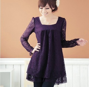 Plus size clothing 2013 new arrival , spring  long-sleeve lace dress,XXL,4XL