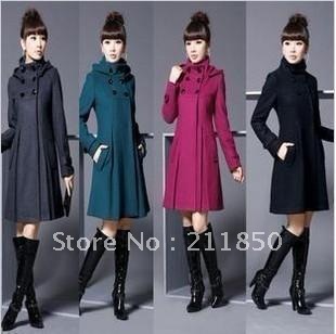 Plus size clothing winter long design thick outerwear woolen material overcoat trench women warm coat