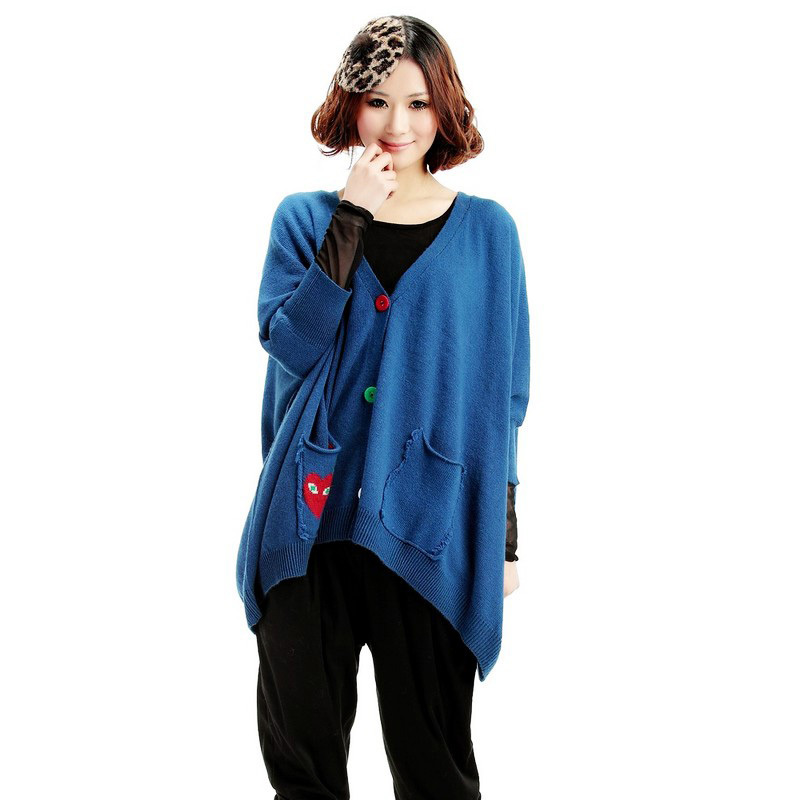 Plus size clothing winter mm 2012 cardigan long design cape outerwear sweater