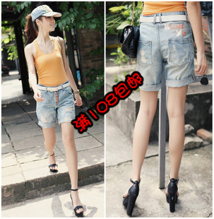 Plus size denim shorts in loose spring and summer 2013 women's mushroom small