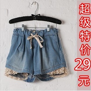 Plus size denim shorts mm plus size shorts summer women's high waist loose shorts