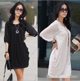 Plus size Fast&Free shipping Wholesale price Korean women Dresses new fashion 2012 Knee-length Casual dress