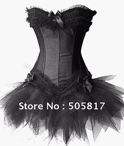 Plus size!  Free shipping   Sexy lace corset bustier sexy lingerie with tutu skirt  white/black/red   S/M/L/XL/XXL    KC070