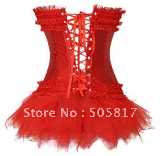 Plus size!  Free shipping Sexy strapless corset shaper sexy under bust bustier tutu skirt  white/black/red   S~XXL    KC070