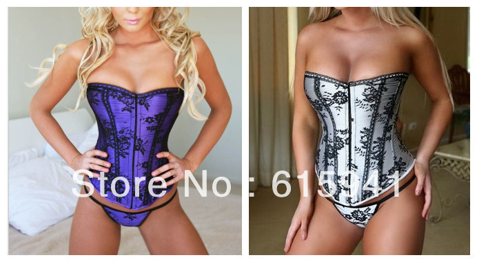 Plus size  Hot  Corset with G-String Bustier Lack Up Back Sexy Lingerie S  M  L XL  2XL 3XL 4XL 5XL 6XL