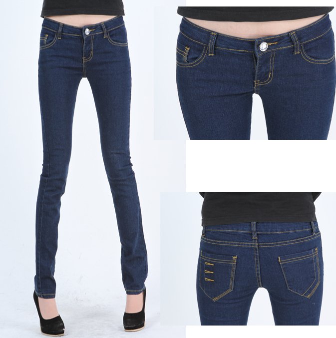 Plus size jeans elastic slim skinny pants pencil pants mid waist 0429 free shipping china post air mail