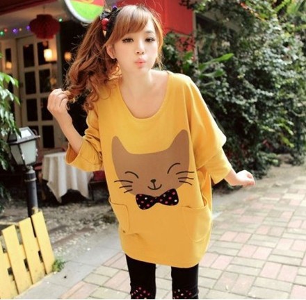 Plus size maternity clothing maternity thin bow spring sweatshirt top maternity shirt batwing sleeve loose t-shirt