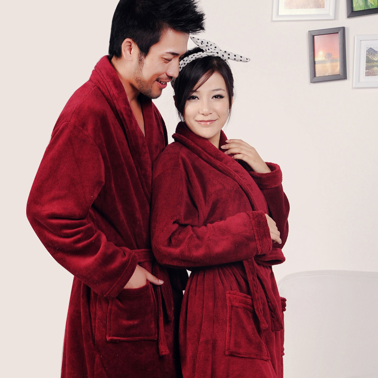 Plus size plus size coral fleece lovers robe at home sleepwear thickening lengthen male women's bathoses bathrobes autumn and