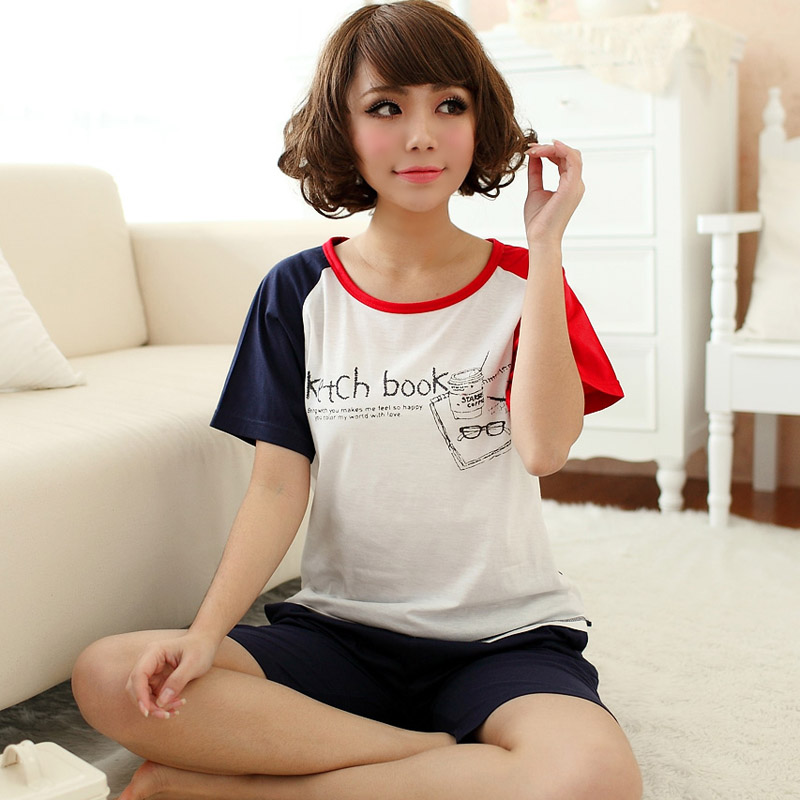 Plus size plus size women's short-sleeve sleepwear cotton summer duck casual short-sleeve lounge sleep set