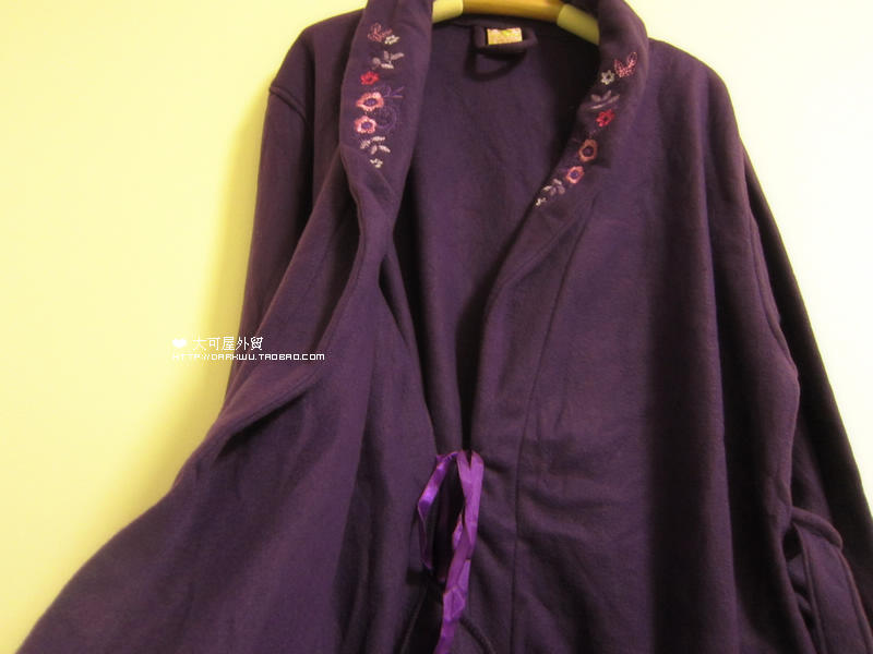 Plus size polar fleece fabric embroidery long robe