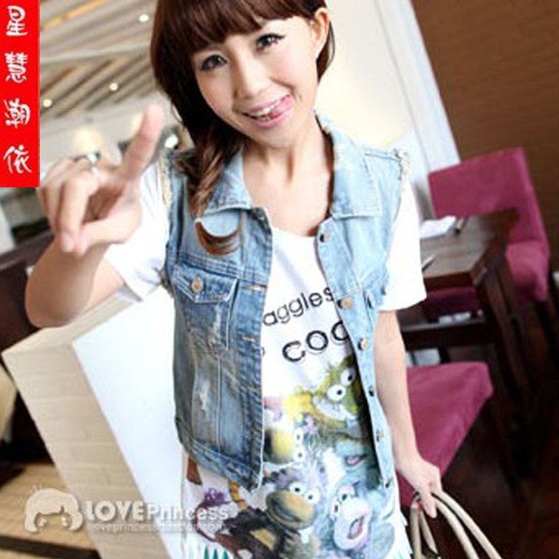 Plus size summer fashion 2012 vintage denim vest short design vest outerwear female