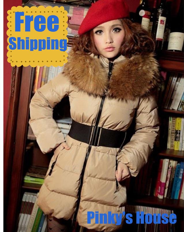 Plus Size women's down jackets luxury large fur collar thicken 4 colors  long  down coat  windbreaker W#DJ004