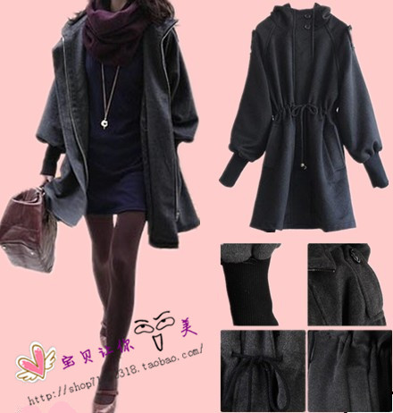 Plus size woolen outerwear cashmere woolen overcoat women's thickening trench wadded jacket