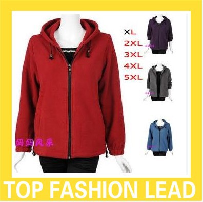 Plus size XL-5XL ,4 Color , women's top coat  casual hoodie zipper polar fleece fabric outerwear ,velvet jacket,P001