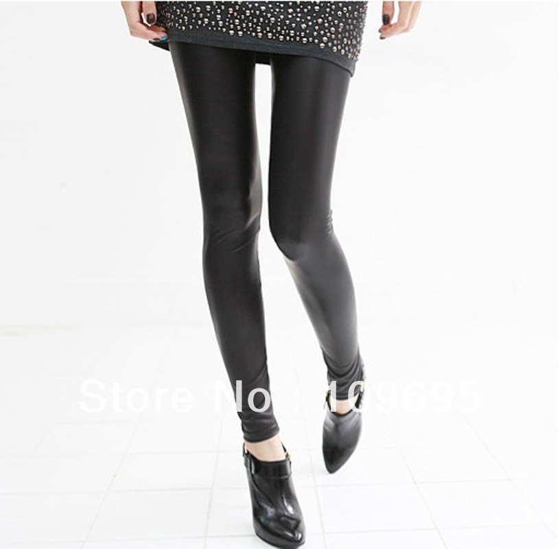 Plus velvet legging autumn and winter thickening beaver plush faux leather legging plus size patchwork leather pants female