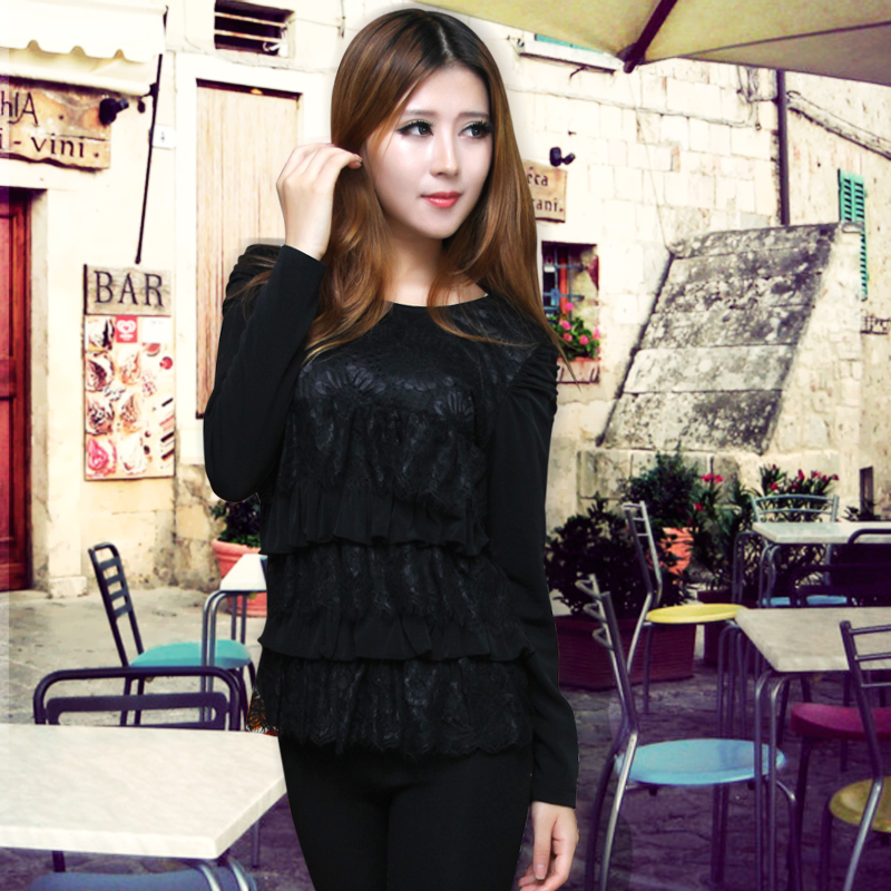 Plus velvet thermal clothing thickening plus velvet female thermal top skirt women's o-neck long-sleeve underwear 1902