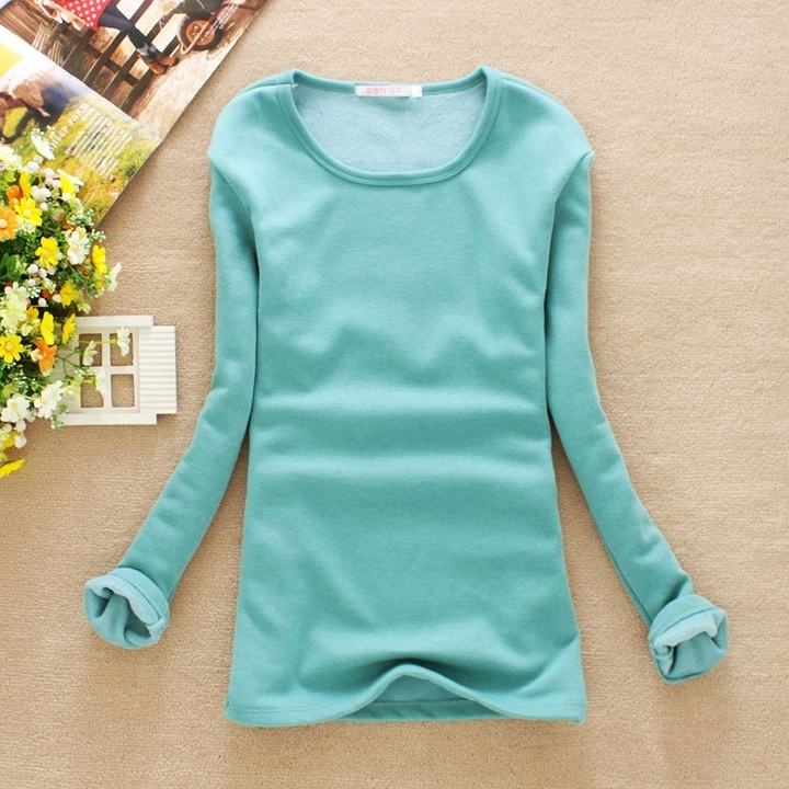 Plus velvet thermal underwear basic shirt women's 2012 solid color long-sleeve T-shirt autumn and winter