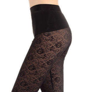 Plus velvet thickening cashmere silk plus size gauze meat legging trousers female rose step