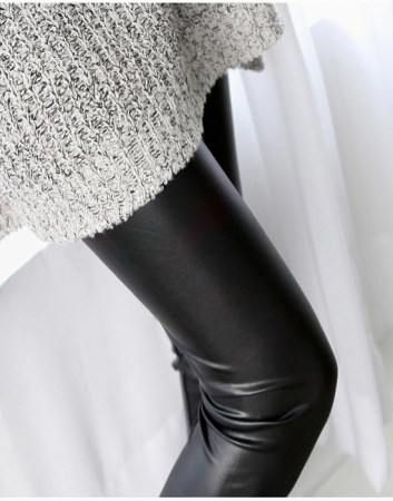 Plus velvet thickening leather pants thickening thermal legging pencil pants coral fleece b0357