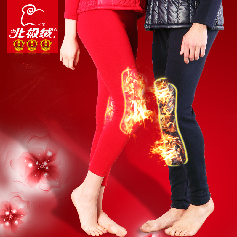 Plus velvet thickening lengthen silk kneepad warm pants lovers design