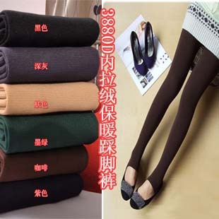 Plus velvet thickening warm pants  plus file box inside brushed step pants legging socks brushed pants